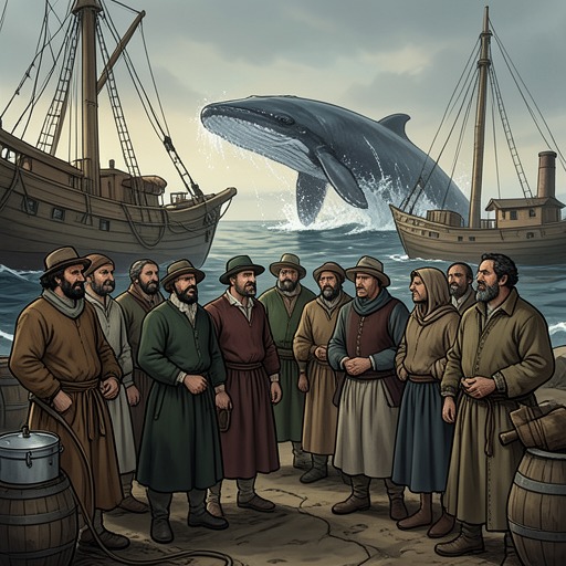 Azorean Whaling and Its Conversion from "The Whale". This flow follows Azorean communities from participation in Yankee whaling through local industrial hunting and the later turn toward whale watching.
