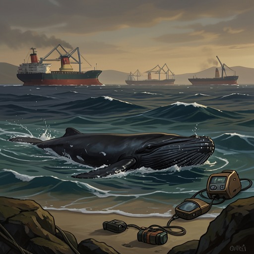 The Right Whale’s Precarious Future from "The Whale". This flow follows the North Atlantic right whale from an easy target in coastal waters to a modern animal endangered by human traffic and fishing gear.