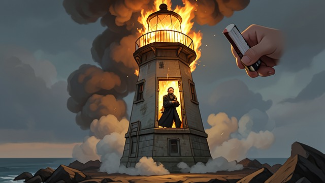 The Lighthouse Burns from "The Lighthouse". Fire in the Tower A Fatal Blaze The lighthouse is packed with dry straw.