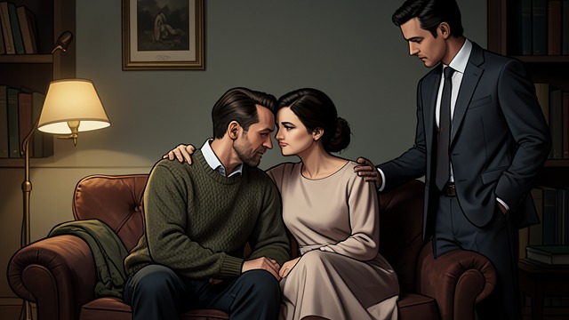 The Relationship Changes from "The Lighthouse". Work Companions Become Lovers A Moment of Vulnerability Dennis Tremlett comforts Miranda Oliver when she is exhausted after a demanding day.