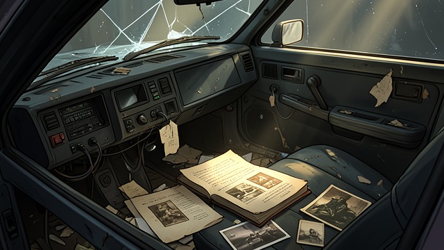 Personal Debris from "Crash". Personal Debris Objects Maps, a novel, photographs, and cigarette ends remain inside the narrator's wrecked car.