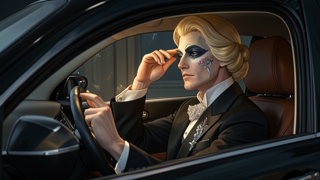 Costume Identity from "Crash". Costume Identity Disguise Seagrave wears Elizabeth Taylor's costume, wig, and makeup while preparing a collision for the film production.