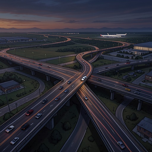The Road as Psychological Space from "Crash". This flow traces how the network around London Airport changes from setting into an externalized map of the narrator's mind.