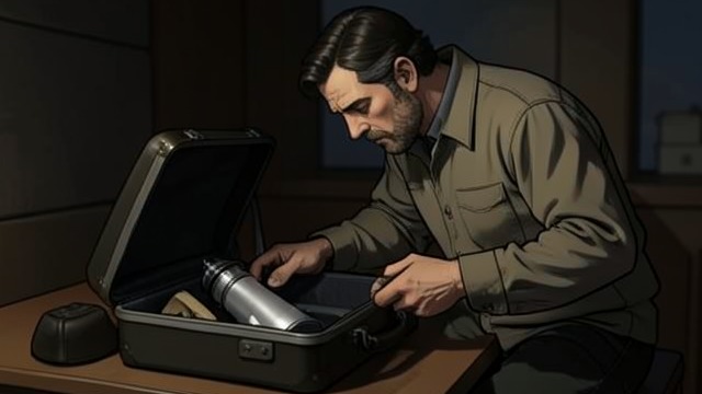 The Missing Case from "The Lighthouse". A Discovered Absence Searching the suitcase After bathing, Futh realizes that the lighthouse is missing and searches his belongings again.