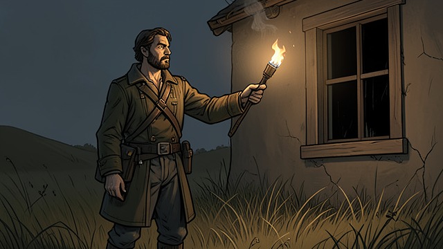 No Reply at the Window from "The Lighthouse". The Unanswered Flash Repeating a signal Futh sends torch flashes toward Kenny’s empty bedroom window after Kenny has moved away.