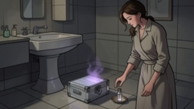 The Case in Ester’s Room from "The Lighthouse". A Missing Keepsake Discovery in the suitcase Ester notices the silver lighthouse among Futh’s belongings while he showers.