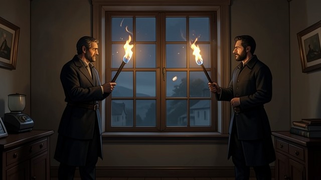 A Childhood Signal from "The Lighthouse". Light Across the Dark A signal without words Futh and Kenny flash torches at each other from their bedroom windows.