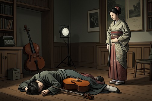 Mrs. Yamamoto's accidental death from "The Earthquake Bird". Mrs. Yamamoto's accidental death turns on a small change in the placement of a cello and the uncertainty between causing a fatal accident and intending harm.