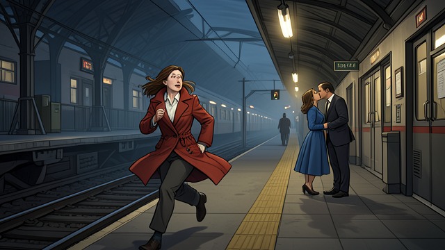 The Kiss at the Station from "The Earthquake Bird". The Kiss at the Station Suspicion Confirmed After searching the platforms, Lucy sees Teiji and Lily kissing near the shinkansen barriers.