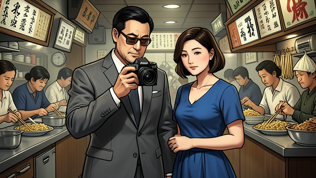 The Shared Photograph from "The Earthquake Bird". The Shared Photograph A Captured Trio Teiji photographs Lucy and Lily together at the noodle shop.