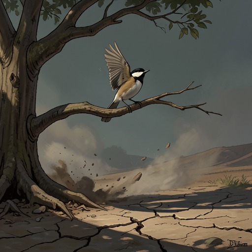 The Earthquake Bird from "The Earthquake Bird". This flow follows the recurring sound before tremors, its intimate association with Lily, and the final return of the unexplained noise.