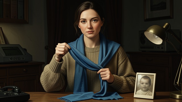 A Scarf for Herself from "Up". A Scarf for Herself Grief given another form Beatrice has spent weeks knitting a long blue scarf without knowing who it is for.