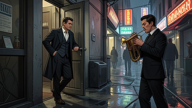 Nightclub Departure from "American Psycho". Nightclub Departure Armed Exit Bateman leaves Bouley carrying a .357 Magnum after cocaine and dinner have intensified his agitation.