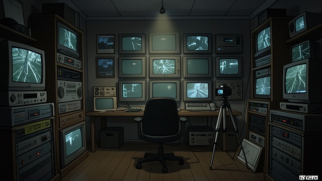 Recording Studio from "American Psycho". Recording Studio Technical Control Cameras, televisions, VCRs, and sound systems organize Bateman's private spectacles.