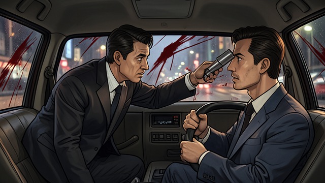 Cab Hijacking from "American Psycho". Cab Hijacking Panic Flight Bateman forces a taxi driver to flee while blood obscures the windshield.