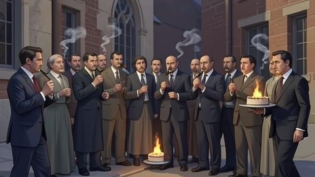 The Smoke Scare Intensifies Opposition from "The Best Christmas Pageant Ever". Rumors Multiply A Real Interruption Cigar smoke prompts an evacuation, and a cake burns while the congregation is outside.