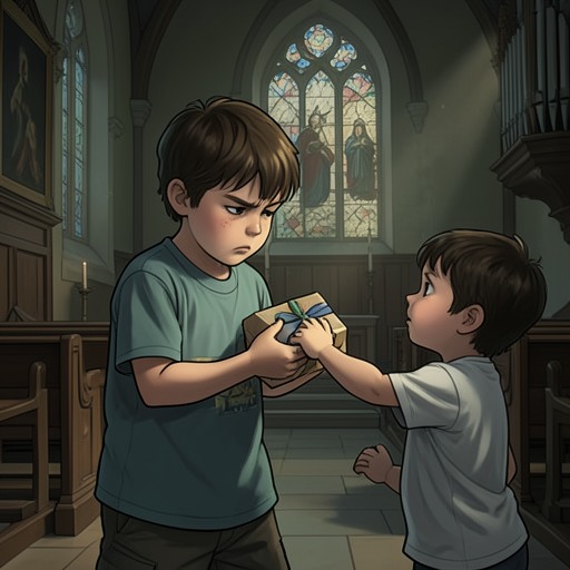 Charlie’s Accidental Invitation from "The Best Christmas Pageant Ever". This flow follows Charlie’s attempt to protect his lunch dessert and the unintended chain that leads the Herdmans to church.