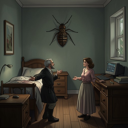 The Conflict Over Furniture from "The Metamorphosis". This flow traces the dispute over Gregor Samsa’s room as a struggle between bodily freedom and human memory.