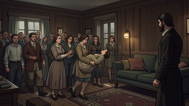 The Confusion Afterward from "Death on the Nile". Control of the Scene Witnesses disperse Fanthorp and Cornelia remove Jacqueline to her cabin, where Miss Bowers stays with her.