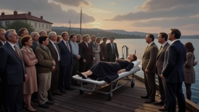 The Story Goes Ashore from "Death on the Nile". The World Learns Public news The bodies are taken ashore and news of Linnet’s death spreads across the world.