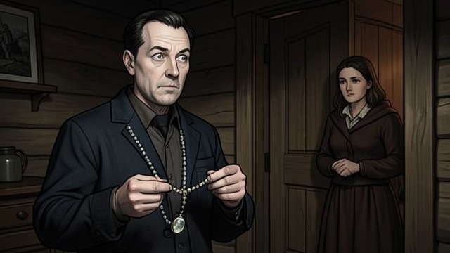 Poirot’s Accusation from "Death on the Nile". A Case Within the Case The hidden necklace Poirot identifies the elaborate rosary in Tim’s cabin as the hiding place for the real pearls.