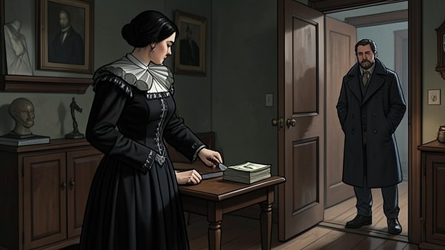 The Blackmail Payment from "Death on the Nile". Money for Silence A private appointment Louise has arranged to receive money from the person she is blackmailing.