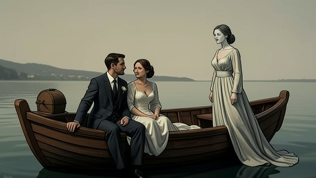 The Decision to Stand Still from "Death on the Nile". Facing the Pursuer An apparent change After a boulder nearly crushes Linnet, Simon is relieved when Jacqueline appears elsewhere.