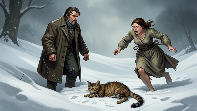 Rescue from the Snow from "A Man Called Ove". The Cat in the Snowdrift A Frozen Discovery Ove notices a cat-shaped hollow in a snowdrift and finds The Cat at its bottom.
