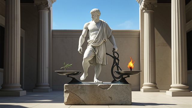Greek Measure from "The Myth of Sisyphus". Greek Measure Balanced Values Greek thought is portrayed as holding nature, reason, beauty, and virtue in tension.