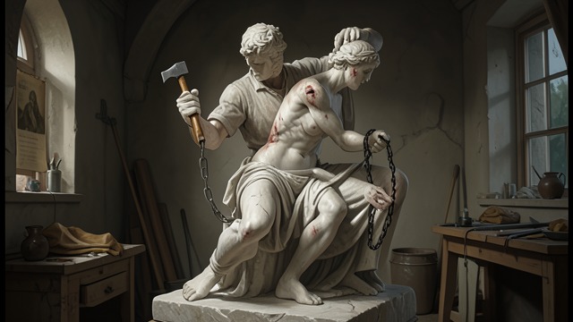 Beauty with Justice from "The Myth of Sisyphus". Beauty with Justice Double Service The artist must serve suffering and beauty simultaneously.