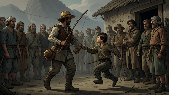 The Shot and the Second Arrow from "William Tell". The Shot and the Second Arrow A successful arrow Tell regains control and strikes the apple while Walter remains unharmed.