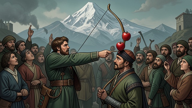 The Apple Becomes Legend from "William Tell". The Apple Becomes Legend A feat witnessed William Tell strikes the apple from Walter’s head without harming him.