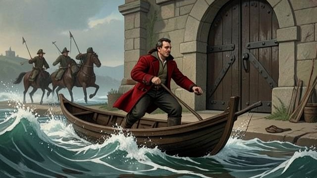 Tell Takes the Boat from "William Tell". Tell Takes the Boat A direct intervention William Tell jumps into the boat and rows through the rough water.