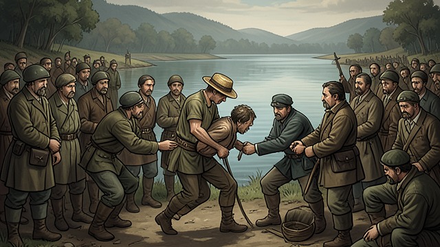 A Champion Taken Away from "William Tell". A Champion Taken Away Public grief The Swiss people watch as soldiers bind William Tell and take him to the lake.