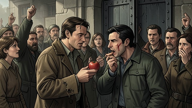 The Apple’s Aftermath from "William Tell". The Apple’s Aftermath High stakes abruptly shrink After surviving a lethal test, Walter is distressed when Rudolph der Harras bites into the apple.