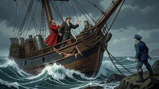 The Ship Needs Tell from "William Tell". The Ship Needs Tell Command meets necessity The helmsman cannot guide the ship through the rocks, so Gessler must call on William Tell.