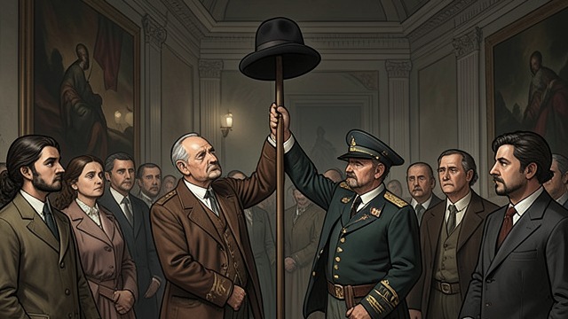 The Hat Raised from "William Tell". The Hat Raised An imposed emblem Hermann Gessler places his hat on a pole and commands the people to bow.