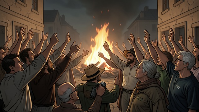 A Public Bond from "William Tell". A Public Bond A hero and his audience The crowd cheers William Tell, joins the fight after he acts, and celebrates his shot through the hat.