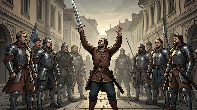 A Crowd Waits from "William Tell". A Crowd Waits Collective hesitation The townspeople taunt the guards but hesitate to begin a fight against armored soldiers.