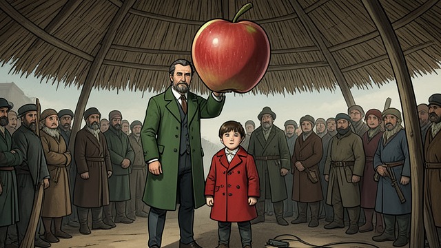Standing Beneath the Apple from "William Tell". Standing Beneath the Apple Courage under threat Walter refuses to kneel or have his eyes bound and says he will stand still for his father.