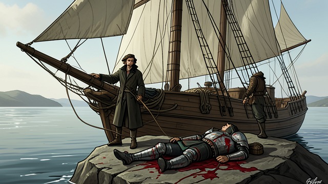 Death on the Deck from "William Tell". Death on the Deck A final betrayal After Tell steers the ship to safety, Gessler orders the soldiers to bind him again.