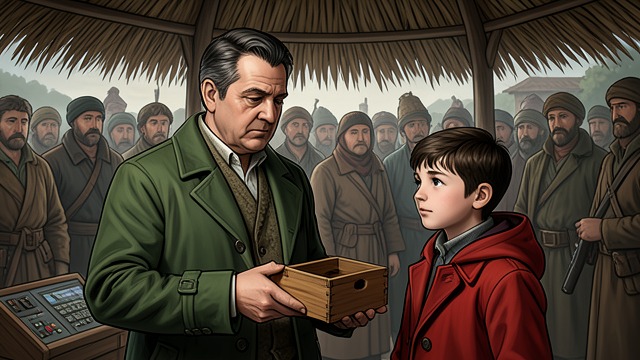 A Safe Return from "William Tell". A Safe Return Relief and pride Walter survives and proudly shows the apple pierced by his father’s arrow.