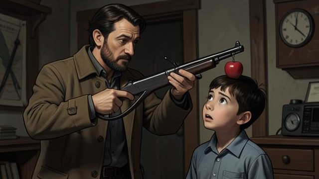 The Demand from "William Tell". The Demand A cruel wager Hermann Gessler places an apple on Walter’s head and makes William Tell’s life depend on the first shot.