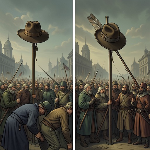 Symbols of Tyranny and Liberty from "William Tell". This thread traces how the hat and pole change from instruments of enforced submission into a chosen memorial of independence.