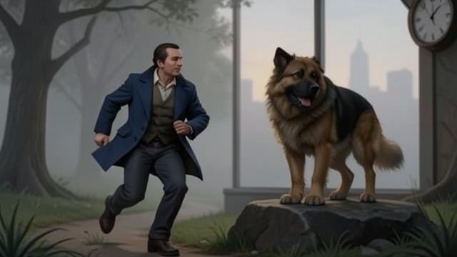 A Dog in the Park from "The Friend". A Dog in the Park An unexpected meeting While running, the Deceased Friend finds a huge Great Dane standing on an overhang.