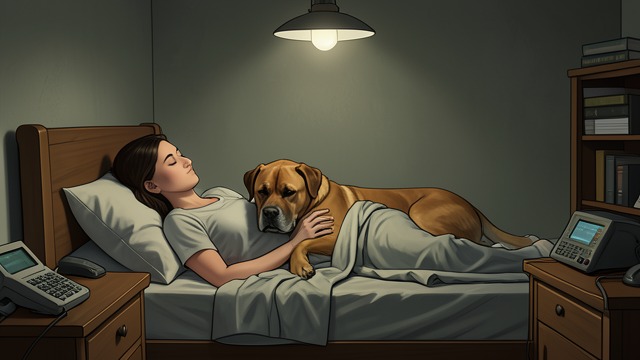 The Bedside Vigil from "The Friend". The Bedside Vigil An animal’s scrutiny In the dark, Apollo studies the Narrator, rests a paw on her chest, and sniffs around her body.