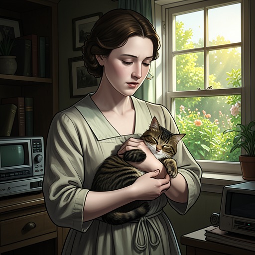 Remembering the Sick Cat from "The Friend". This flow traces the Narrator’s earlier experience of caring for and euthanizing a cat, a memory that shapes her fear of Apollo’s eventual decline.
