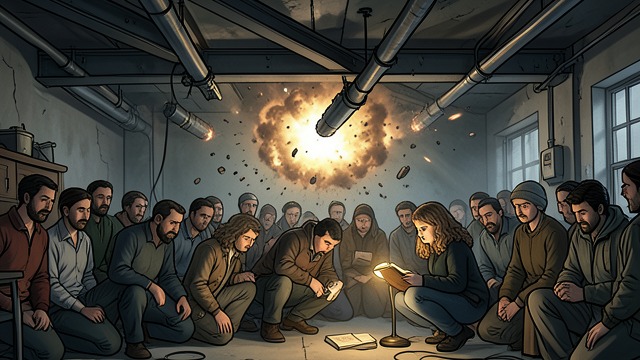 First Air Raid from "The Book Thief". First Air Raid Fear in the Cellar A real raid drives residents into the Fiedlers’ basement air-raid shelter.