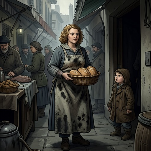 Scarcity and Informal Economy from "The Book Thief". This flow traces how war rationing transforms poverty into labor, theft, exchange, and mutual aid.