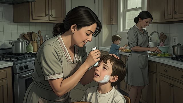 Everyday Protection from "Leave the World Behind". Everyday Protection Familiar Care Amanda applies sunscreen, Clay prepares food, and both parents manage the children’s routines.